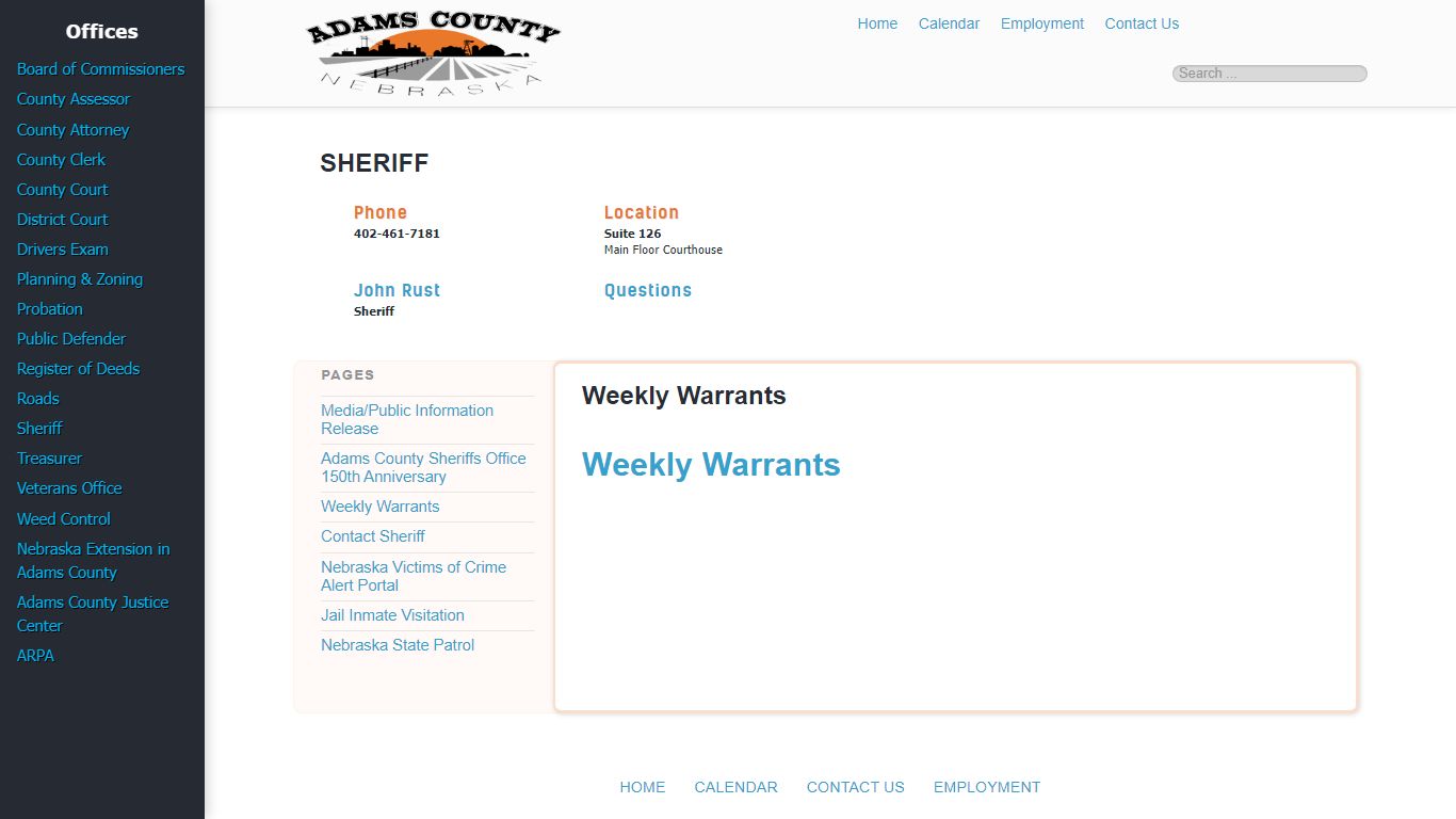 Weekly Warrants - Adams County, Nebraska