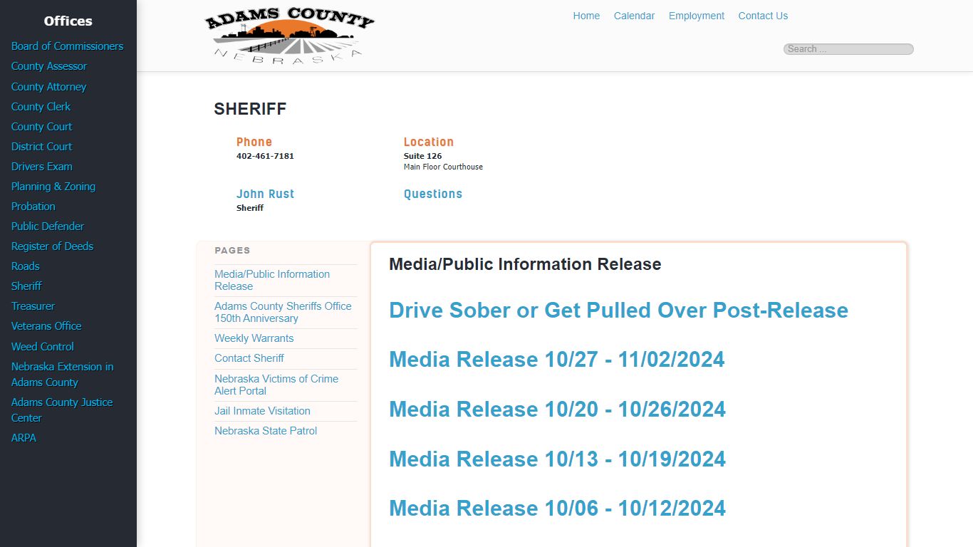 Sheriff - Adams County, Nebraska