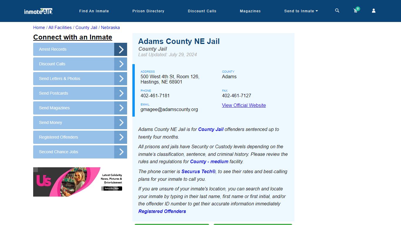 Adams County NE Jail - Inmate Locator