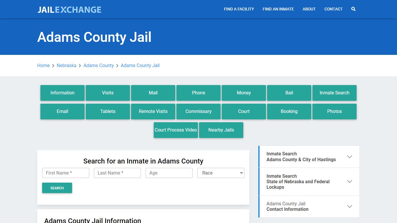 Adams County Jail Roster Lookup, NE, Inmate Search